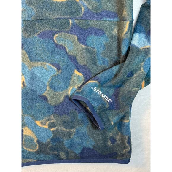 The North Face Mens Blue Green Camo Pullover Fleece Sweatshirt Baselayer M - Picture 4 of 7
